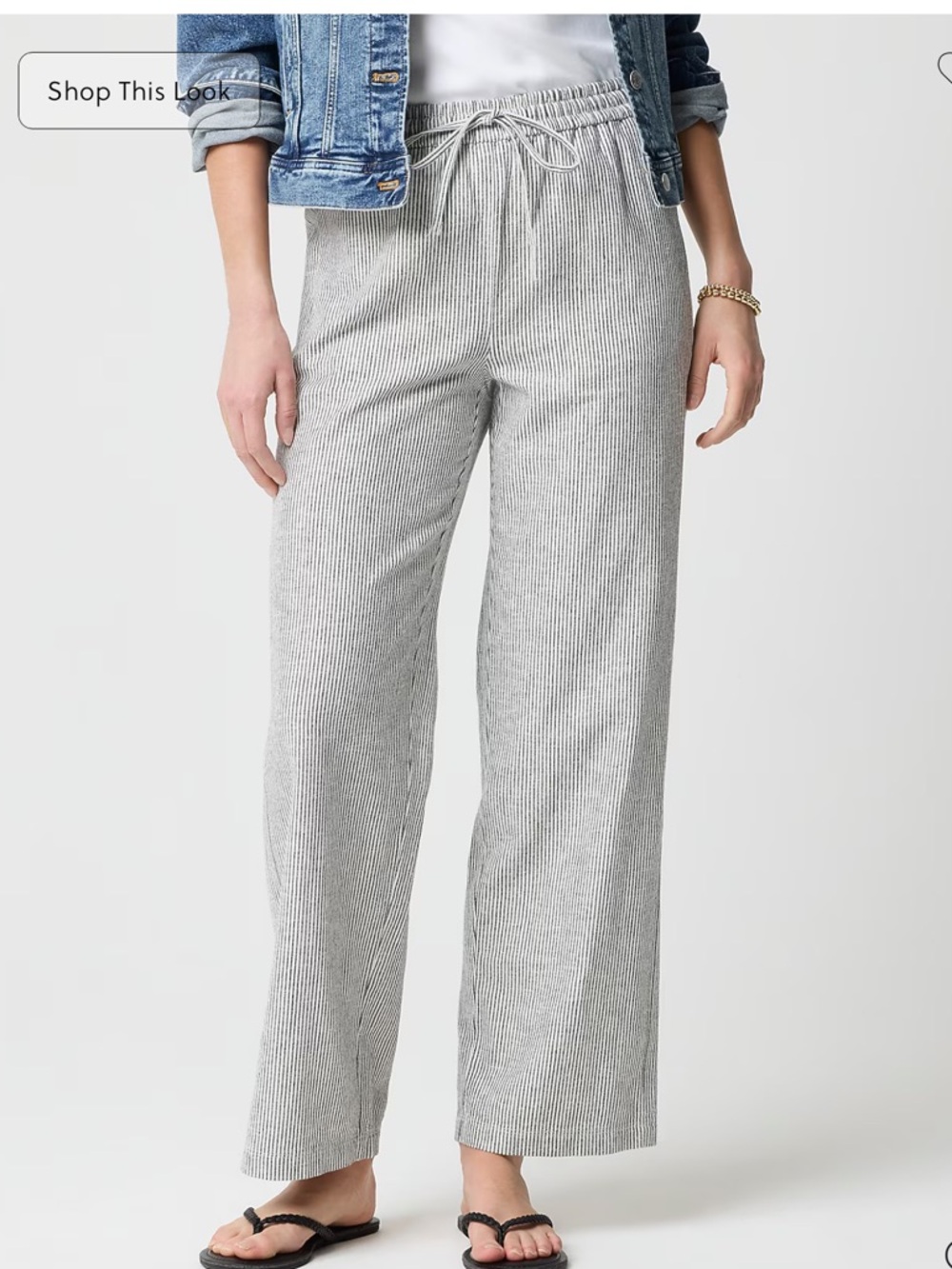 J. Crew Factory Linen Blend Slim Wide Leg Drawstring Pants